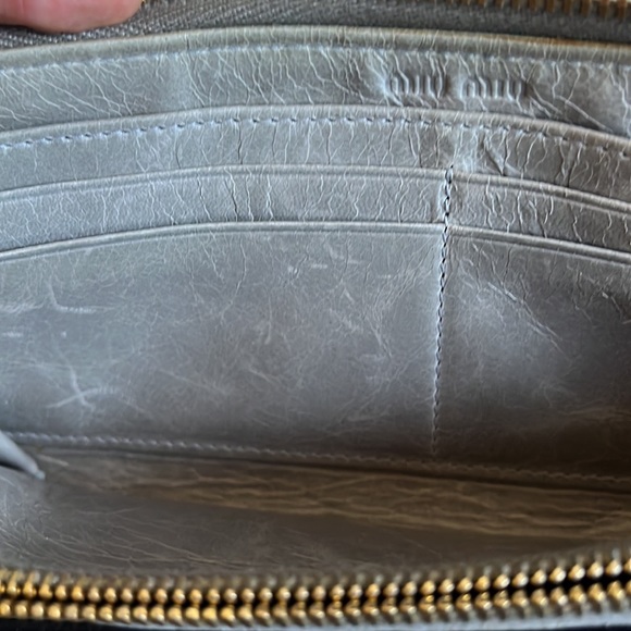 Miu Miu Matelasse Half Zip Long Wallet in Light Gray - Picture 13 of 15